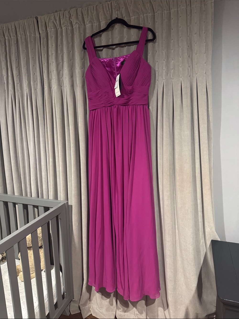 Fuchsia Empire-Waist Maxi Dress with Wide Straps